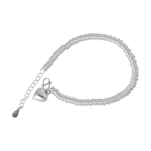 JINLUWANG Heart Design Sterling Silver 999 Fine Silver Bracelets Unisex