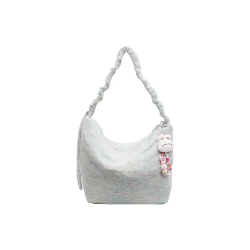 Bistar Galaxy Knitted Fabric Shoulder Bag Regular Unisex White/Pink/Yellow/Light Blue-3