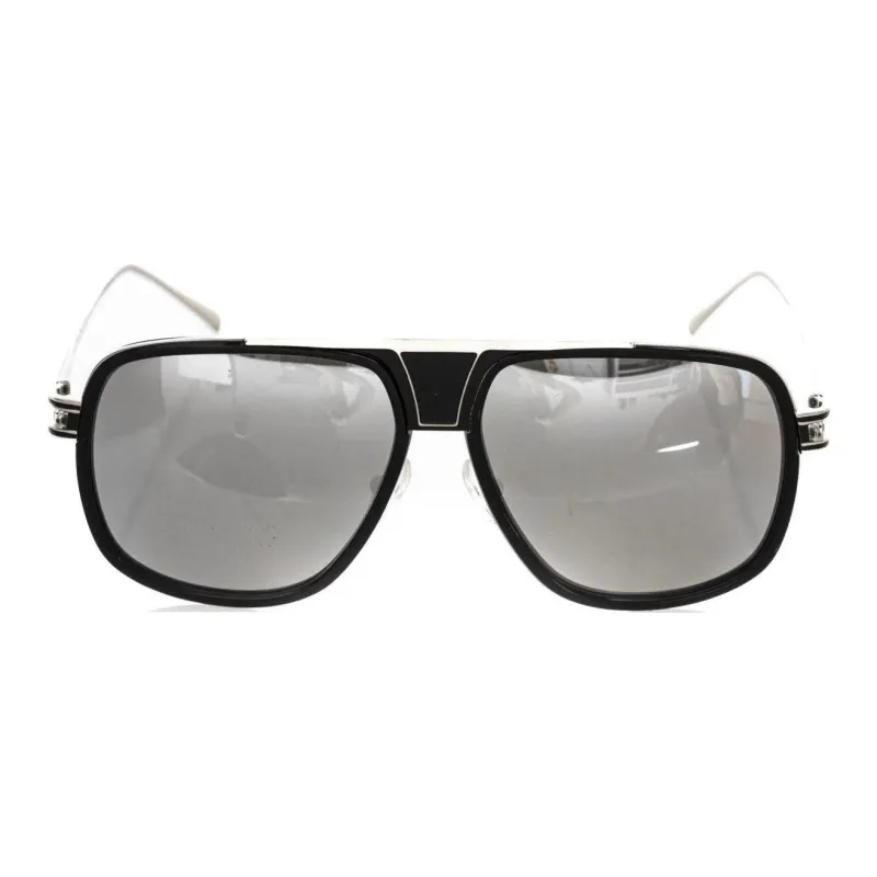 Frankie Morello Metal Irregular Shape Sunglasses Men's Black-1