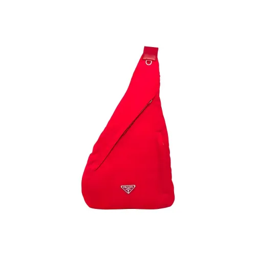 PRADA Recycled Nylon With Patchwork Leather Shoulder Bags Sling Bags Men's Red