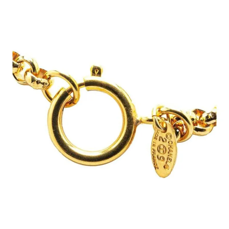 CHANEL Pre Owned 1980 1990 Plated Cc Round Pendant Necklace Costume Necklace-2