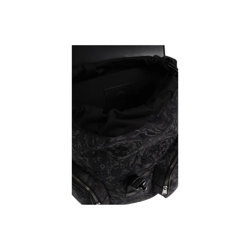 VERSACE Barocco Fabric Backpack Men's Black-3