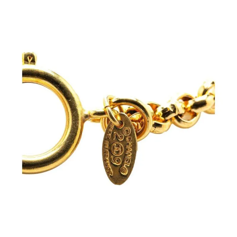 CHANEL Pre Owned 1980 1990 Plated Cc Round Pendant Necklace Costume Necklace-1