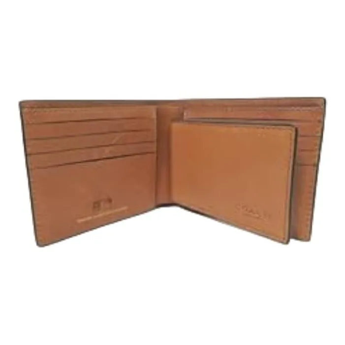 COACH MLB Collaboration Compact Refined Calfskin Cropped Foldable Wallet Mini Men's Dark Blue-3
