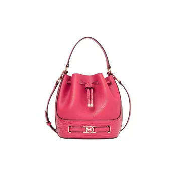 MICHAEL KORS Cow Leather Bucket Bag, Shoulder Bag, Crossbody Bag, Handbag Medium Size Women's Ice Cake Pink
