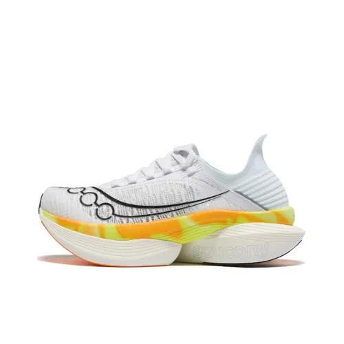 Saucony Endorphin Elite Anti Slip Wear Resistant Low Top Marathon Running Shoes Unisex White Black