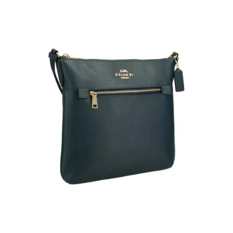 COACH Rowan Glossy Pebbled Leather Boston Bag Shoulder Bag Crossbody Bag Medium Size Women's Peacock Green-1