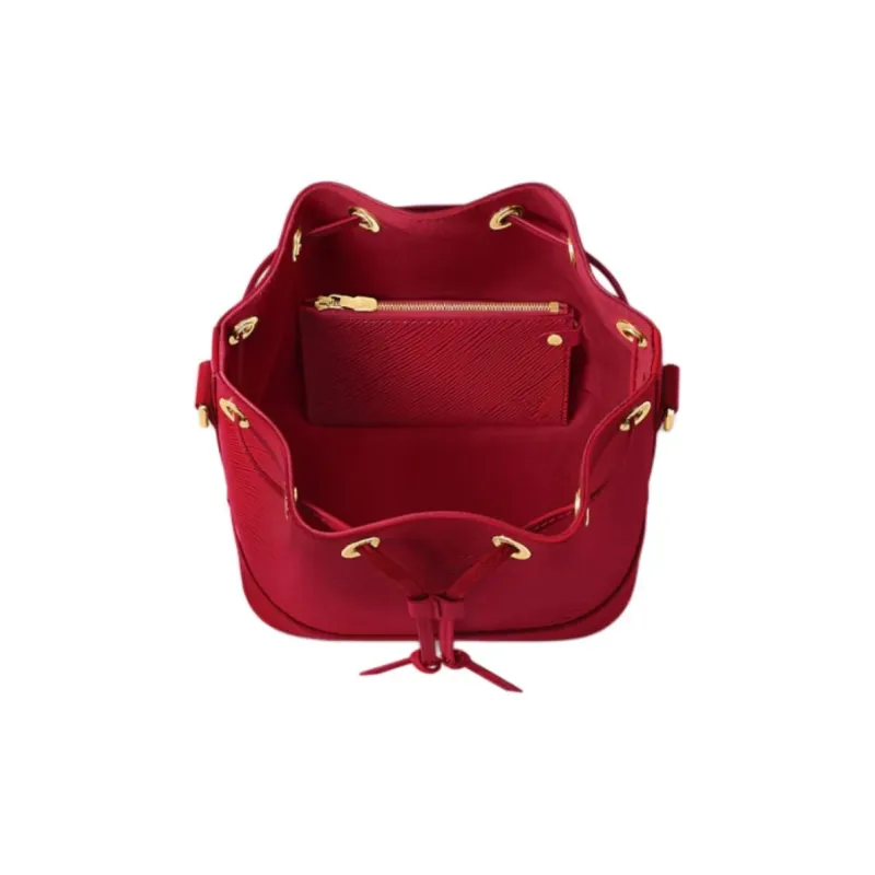 LOUIS VUITTON Canvas With Leather Bucket Bag, Handbag, Shoulder Bag, Crossbody Bag Trumpets Women's Red-2