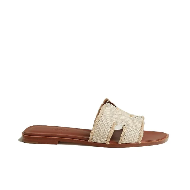 HERMES Oran Slide Slippers Women's Beige Brown-1