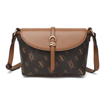 MEXICAN PVC Shoulder Bag, Crossbody Bag, Small Square Bag Regular Women's Dark Brown/Beige Apricot