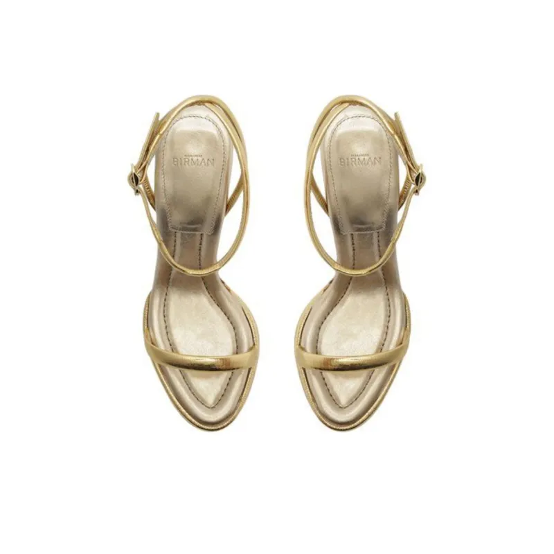 Alexandre Birman Teresa Strap Sandals 10cm Women's Gold-3