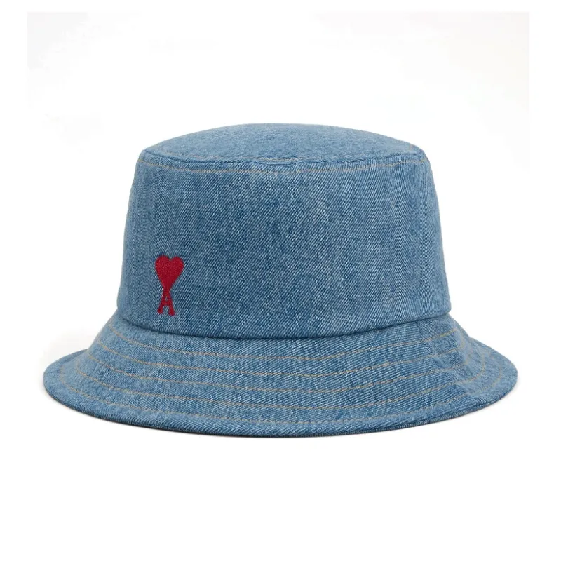 Ami Paris Ami De Coeur Denim Bucket Hat-0
