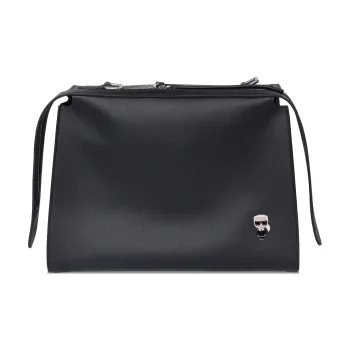 KARL LAGERFELD Cow Leather Underarm Handbag, Crossbody Bag Women's Black