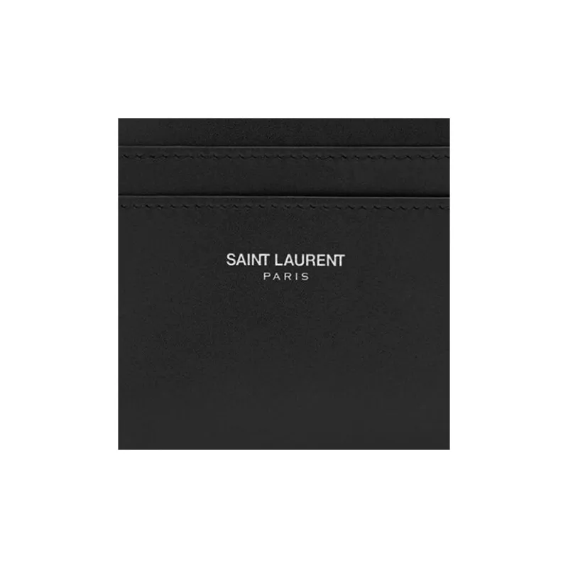 SAINT LAURENT PARIS Calfskin Card Holder Card Holder Men's Black-3