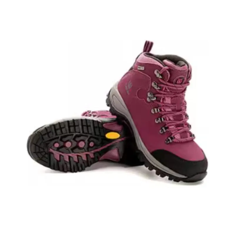 HIWALK Anti-Slip And Wear-Resistant Water-Resistant Mid-Top Outdoor Shoes Women's Burgundy-2