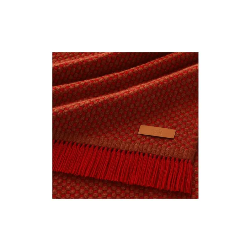 HERMES Cashmere Knit Scarves Women's Burgundy-1