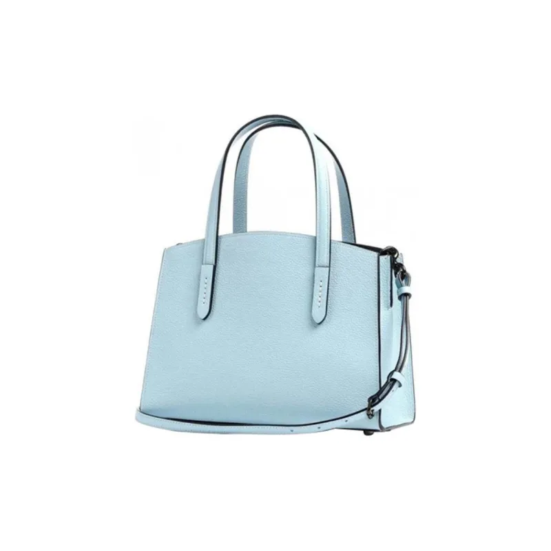 COACH Charlie Polished Textured Leather Tote Bag Shopping Bag Handbag Shoulder Bag Large Size Women's Light Blue-1