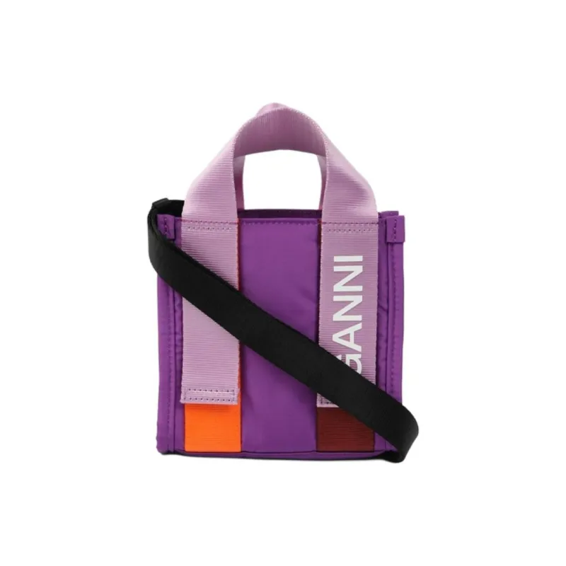 GANNI Recycled Polyester Tote Bag Shopping Bag Shoulder Bag Crossbody Bag Handbag Mini Women's Purple-2