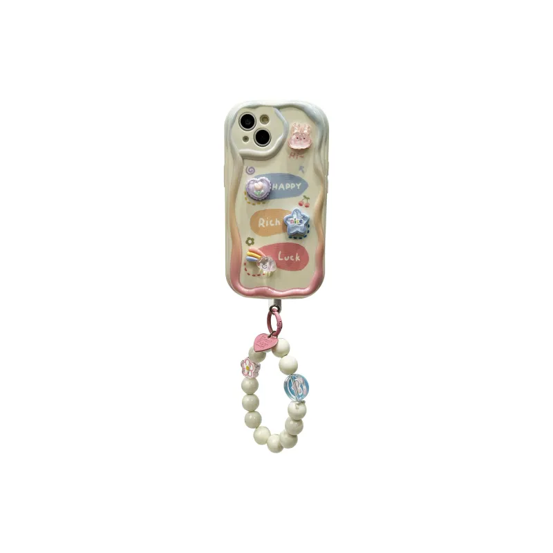Sopi TPU Material Pink Blue Edge Text Chain Phone Cases Compatible With IPhone 15 Pro Max/Apple 13/14 Pro Max/12 Series-3