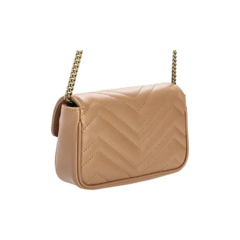 GUCCI Calfskin Shoulder Bag Women's Beige-3