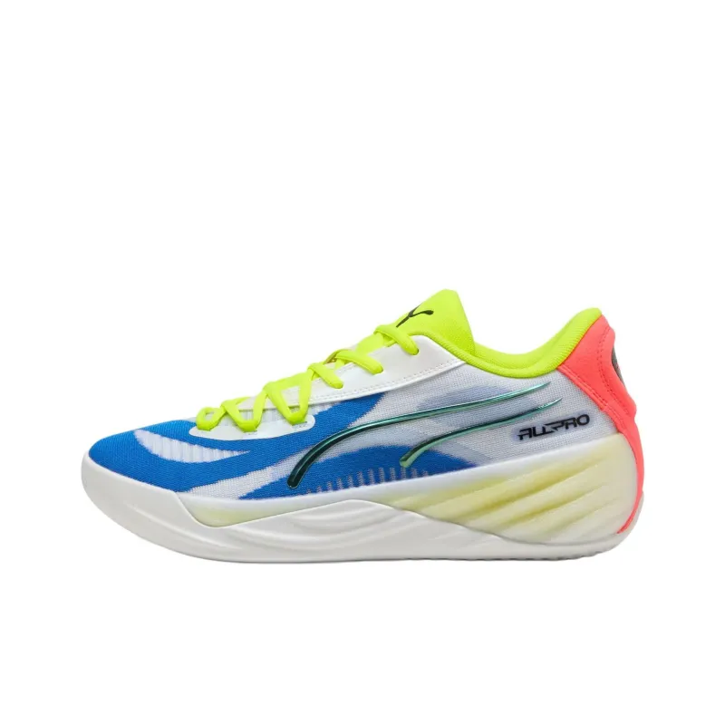 PUMA All Pro NITRO™ Anti Slip Wear Resistant Low Top Basketball Shoes Men's White Blue-0