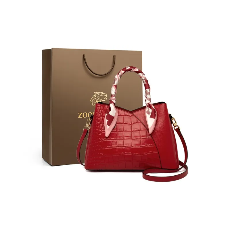 ZOOLER Cow Leather Versatile Practical Women's Handbag Tubas Women's Ecru/Black/Red/Blue-4