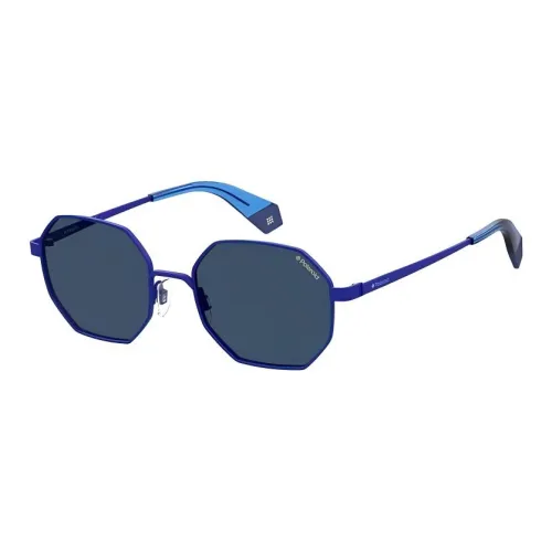 Polaroid Stainless Steel Irregular Shape Sunglasses Unisex Blue