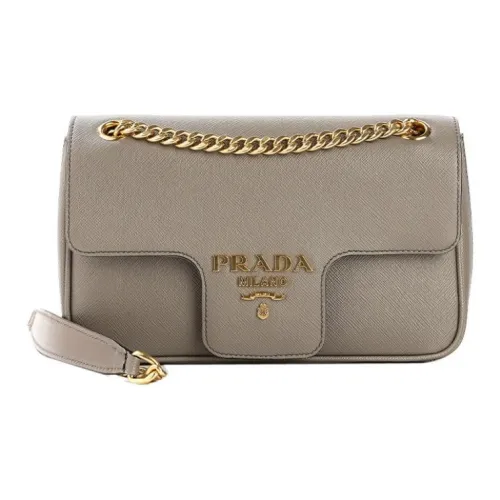 PRADA Saffiano Cow Leather Crossbody Bag Shoulder Bag Women's Gray