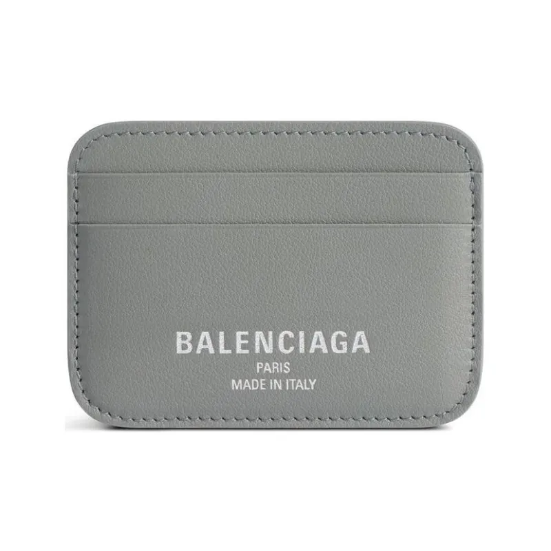 Balenciaga Smooth Cow Leather Card Holder Women's Gray-0