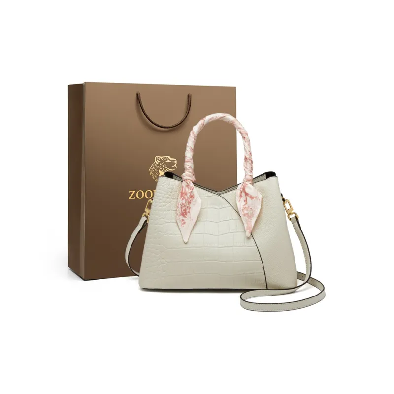 ZOOLER Cow Leather Versatile Practical Women's Handbag Tubas Women's Ecru/Black/Red/Blue-2