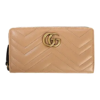 GUCCI Cow Leather Wallet Women's Brown