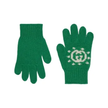 GUCCI Wool Knit Gloves Kids' Green