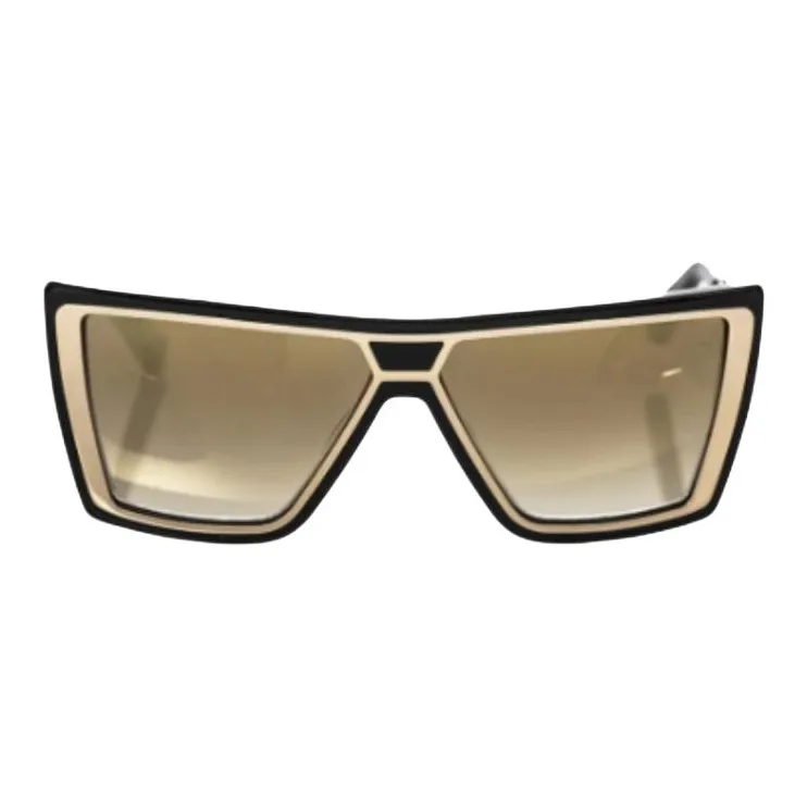 Frankie Morello Acetate Rectangular Sunglasses Unisex Black-1