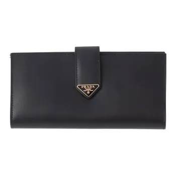 PRADA Leather Wallet Tubas Women's Black