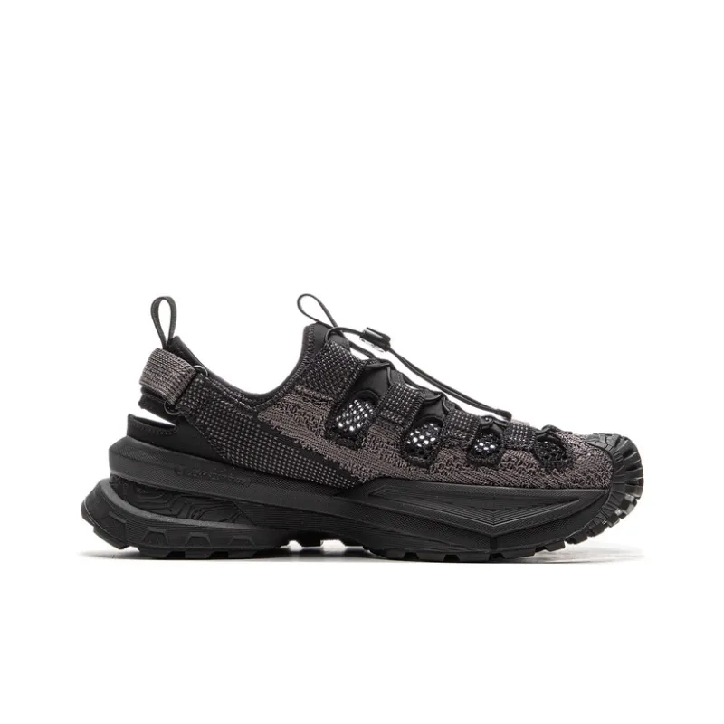 LiNing CF Tracing Non slip Wear resistant Shock Absorption Low Top Trekking Shoes Unisex Black Gray-1