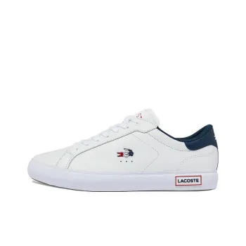 LACOSTE Anti Slip Wear Resistant Low Top Skateboard Shoes Men's White Blue