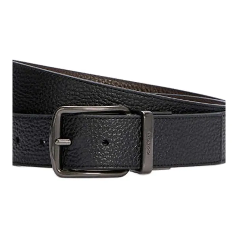 COACH Calfskin Leather Belts Men's Black Width 3.8CM-2