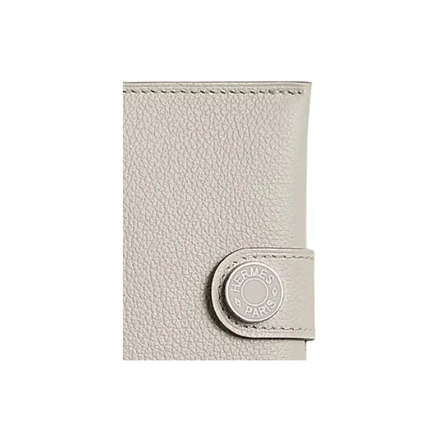 HERMES Evercolor Leather Card Holder Regular Women's Concrete-3