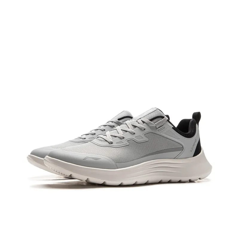 LiNing Feather Anti-Slip Wear-Resistant Low-Top Casual Running Shoes Men's Light Gray-2