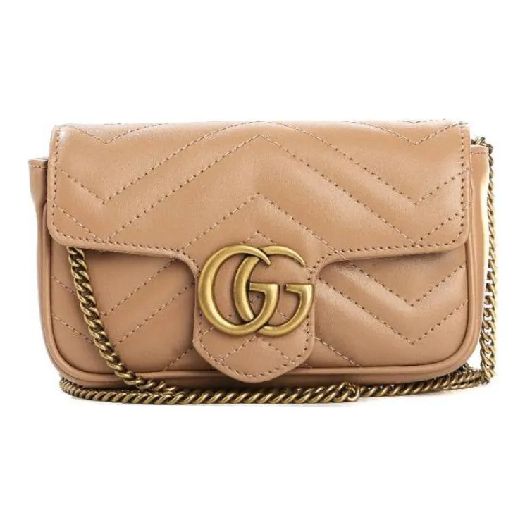 GUCCI Calfskin Shoulder Bag Women's Beige-0