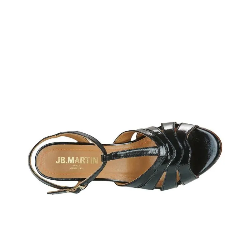 JB MARTIN Lucia One Strap Sandals 8cm Women's Black-5