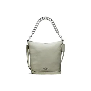 COACH Duffle Leather Bucket Bag Handbag Shoulder Bag Medium Size Women's Light Gray