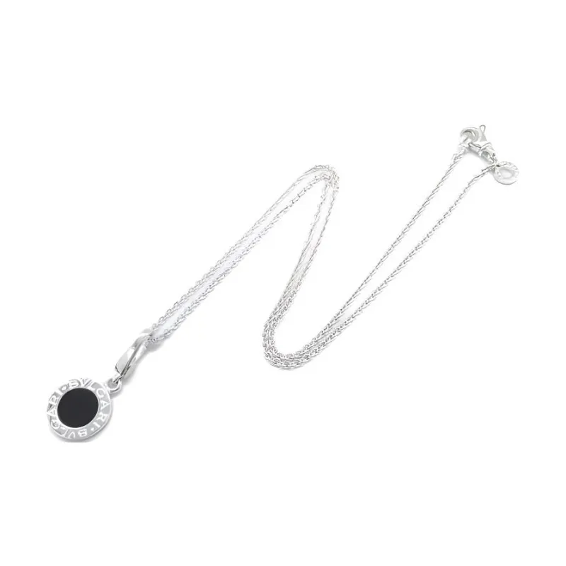 BVLGARI Onyx 18K White Gold Necklaces Unisex Silver-0