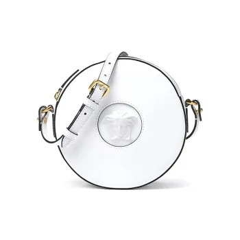 VERSACE La Medusa Leather Small Round Bag Shoulder Bag Crossbody Bag Women's Pure White