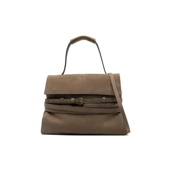 MOSCHINO Logo Embossed Buckle Detailed Top Handle Bag