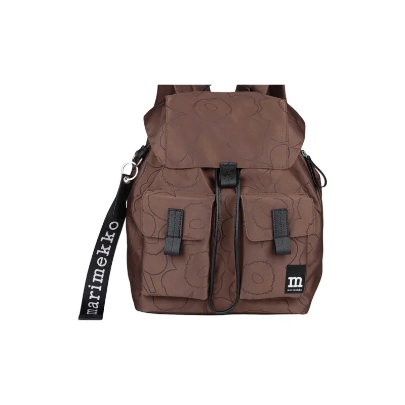 Marimekko Polyester Backpack Large Size Unisex Brown & Black-2