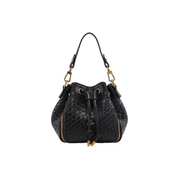 PESASRIE Microfiber Synthetic Leather Handbag Regular Women's Black/Ecru