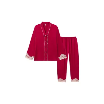 Sleeping Beauty Pajama Set Women's Burgundy
