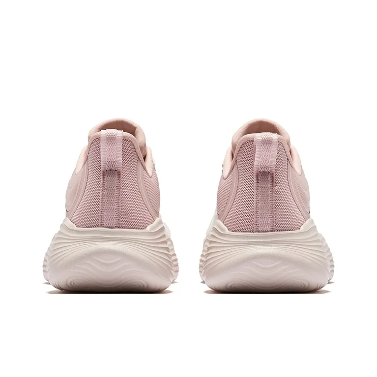 Erke Cushioning Wear-Resistant Low-Top Casual Running Shoes Women's Pink White-4
