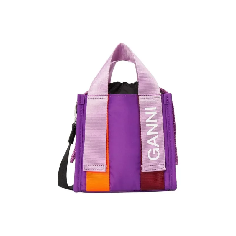 GANNI Recycled Polyester Tote Bag Shopping Bag Shoulder Bag Crossbody Bag Handbag Mini Women's Purple-1